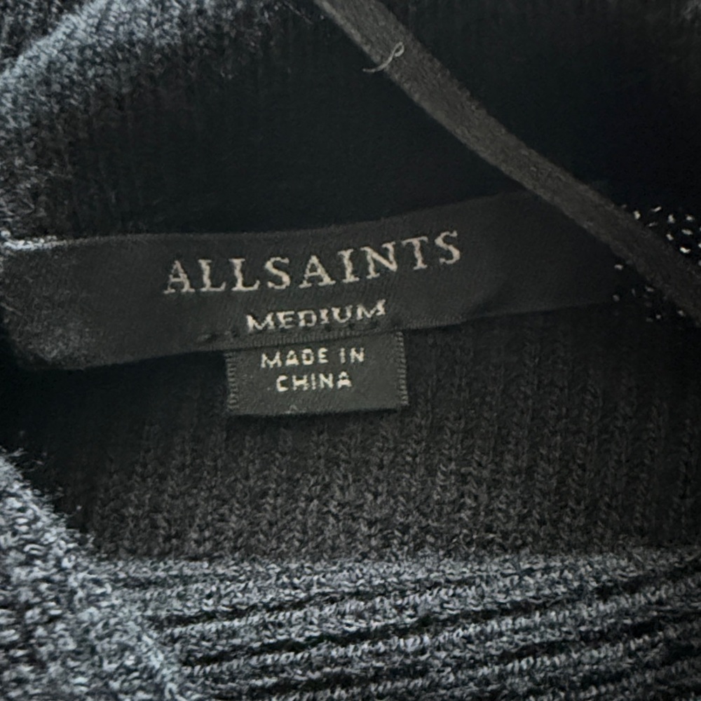 AllSaints Cashmere Wool Black Knit Turtleneck Sweater - Picture 6 of 8